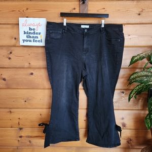 Lane Bryant 💜 Kick Boot Jeans Mid Rise Stretch Ankle Tie Cropped Plus 24 X 25"